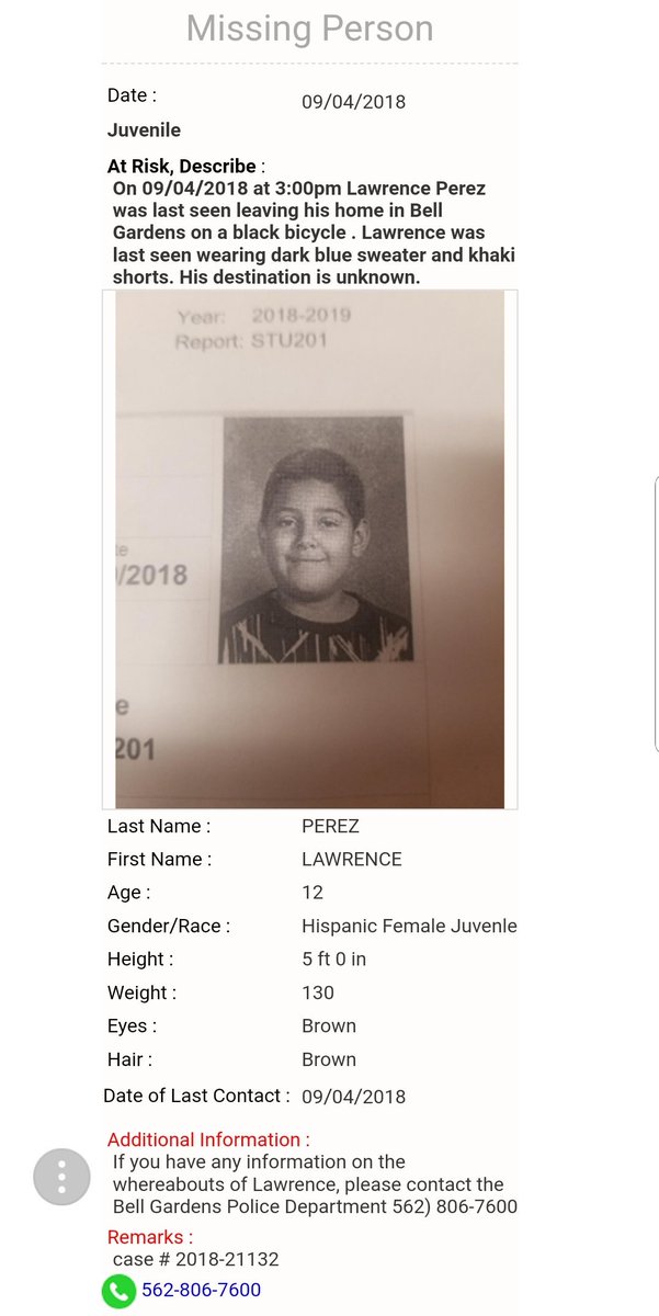 Bell Gardens News On Twitter Missing Juvenile Missing Since 09