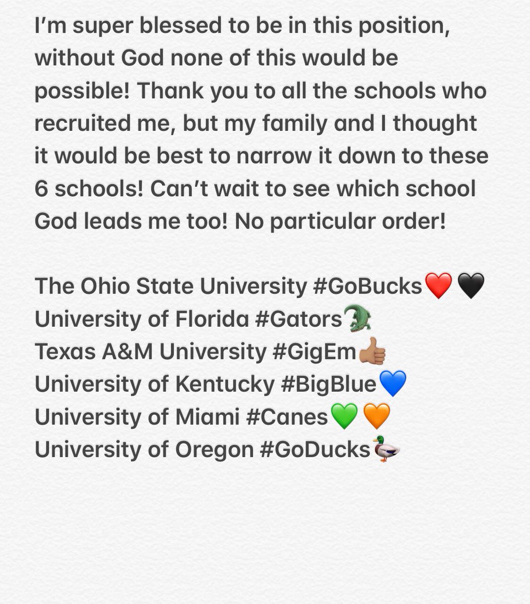 alexisshentel's tweet photo. Thanks to all the schools who took the time out to recruit me, but after deep consideration and thought these are my FINAL 6 schools!! Super blessed and thankful for this opportunity! Also thanks to @InsideTxTrack for this awesome edit!!❤️ https://t.co/E28Q9R9bKb