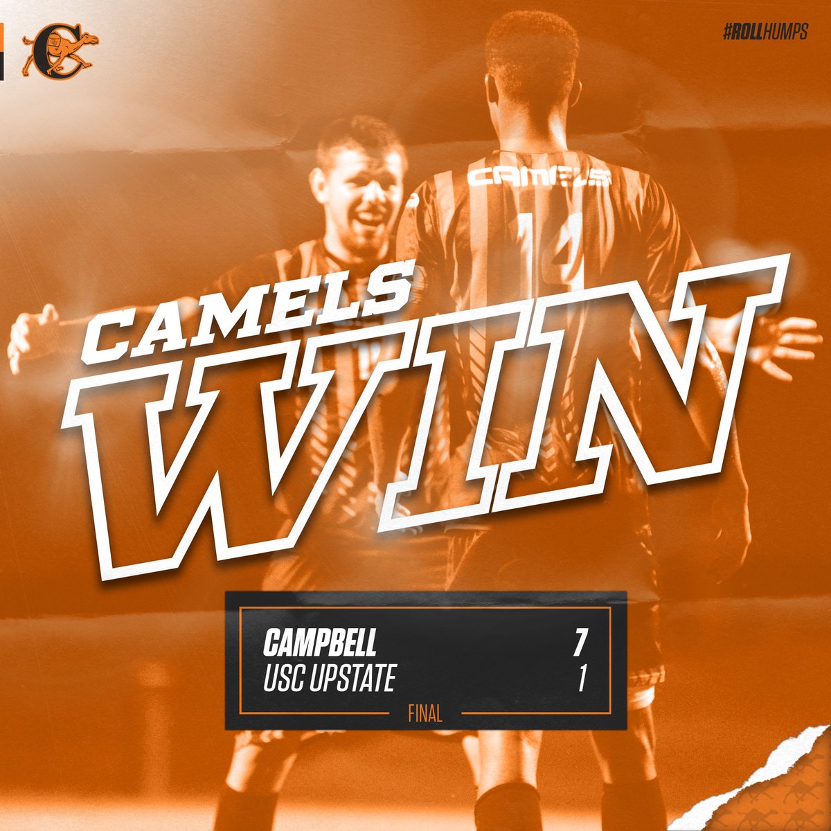 GoCamelsMSOC's tweet photo. CAMELS WIN! 7-unanswered goals, including 5 off the bench and the Camels defeat USC Upstate 7-1!  2 goals + assist for Thibaut Jacquel as CU has largest goal output vs Big South foe since 10/29/92! #RollHumps https://t.co/sCDrYOZc0T