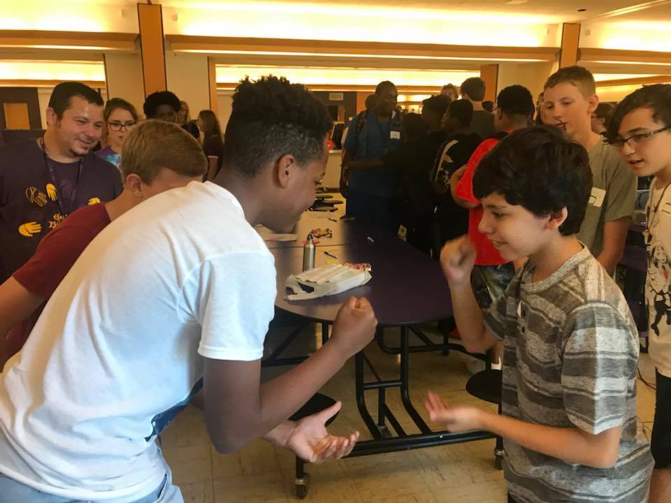 MadisonEastHS's tweet photo. The Freshman class started the year off right today with fun, community, and a little help from our LINK CREW! We can't wait to see the beautiful faces of ALL of our students tomorrow! Classes begin at 8:15am. Don't be late! #PurgolderPride https://t.co/BiUU5ZLsRk