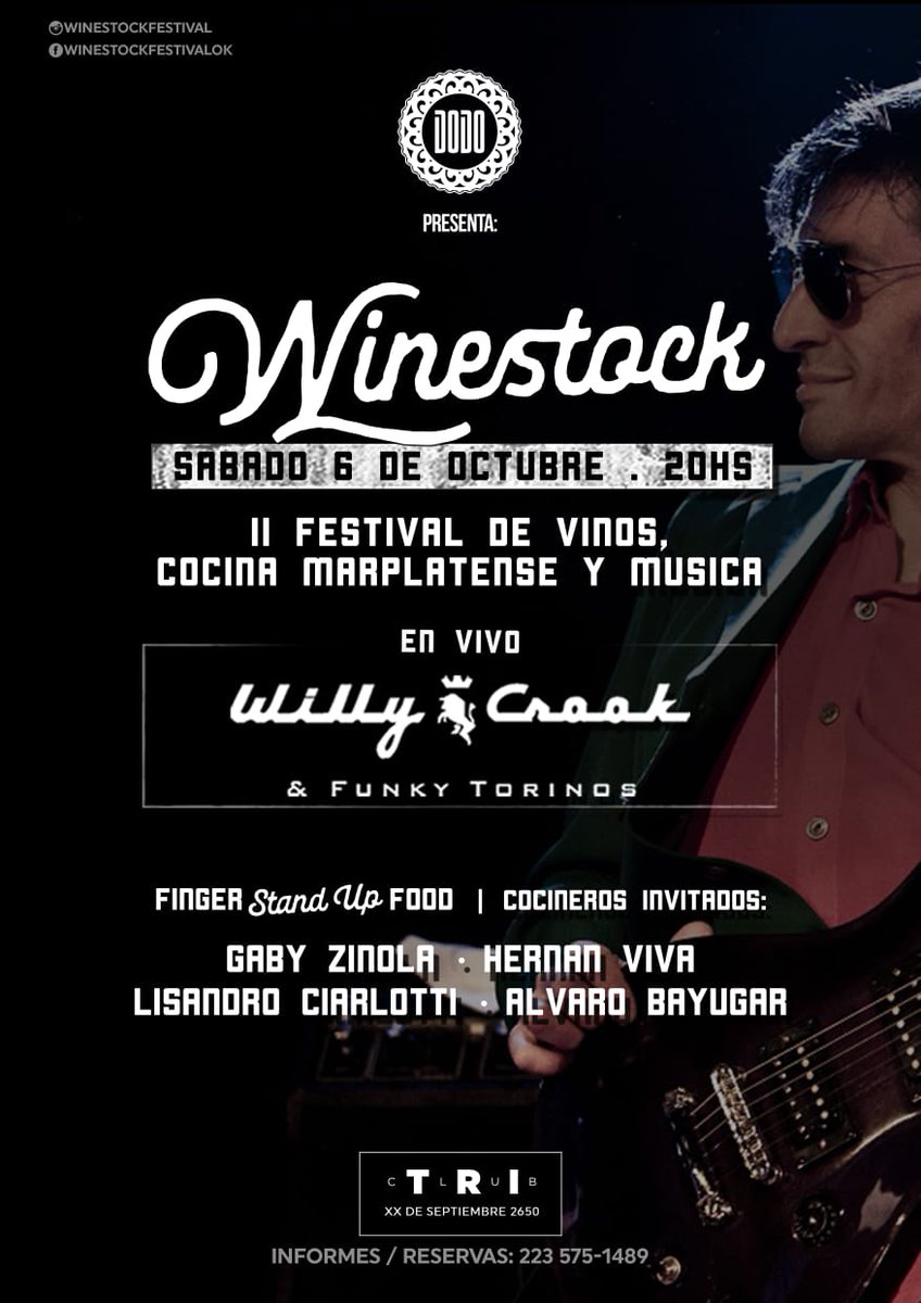 Winestock Festival de Vinos & Música (@winestockm) on Twitter photo El 6 de octubre los esperamos en Club Tri... #WinestockFestival se viene con todo.
<a href="/HugoPalavecino/">Hugo Palavecino</a> <a href="/GabyMascolo/">GabyMascolo 🍷</a> <a href="/marcelopasetti/">Marcelo Pasetti</a> <a href="/JuanchiBaleiron/">JUANCHI</a> <a href="/ZuccardiWines/">Zuccardi ValleDeUco</a> <a href="/Escorihuelag/">Escorihuela Gascón</a> El 6 de octubre los esperamos en Club Tri... #WinestockFestival se viene con todo.
<a href="/HugoPalavecino/">Hugo Palavecino</a> <a href="/GabyMascolo/">GabyMascolo 🍷</a> <a href="/marcelopasetti/">Marcelo Pasetti</a> <a href="/JuanchiBaleiron/">JUANCHI</a> <a href="/ZuccardiWines/">Zuccardi ValleDeUco</a> <a href="/Escorihuelag/">Escorihuela Gascón</a>