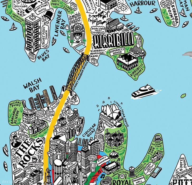 MunchStudio's tweet image. Really cool hand-drawn map of Sydney by Jenni Sparks buff.ly/2BJ6eAt