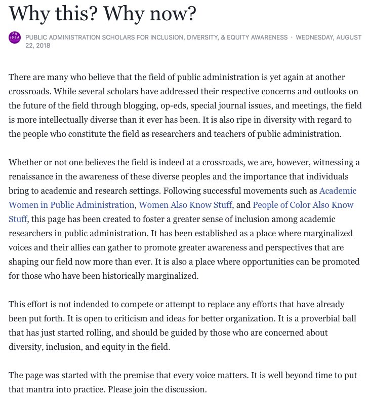 PubAdminIDEA's tweet image. Still a little curious about @PubAdminIDEA? Take a look at our &quot;story&quot; from our Facebook page (link in profile header), and join us there to help further chart our course. Want to help better organize and post relevant content here? Drop a PM!