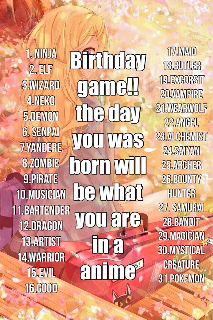 Anime Birthday Game  Anime Amino