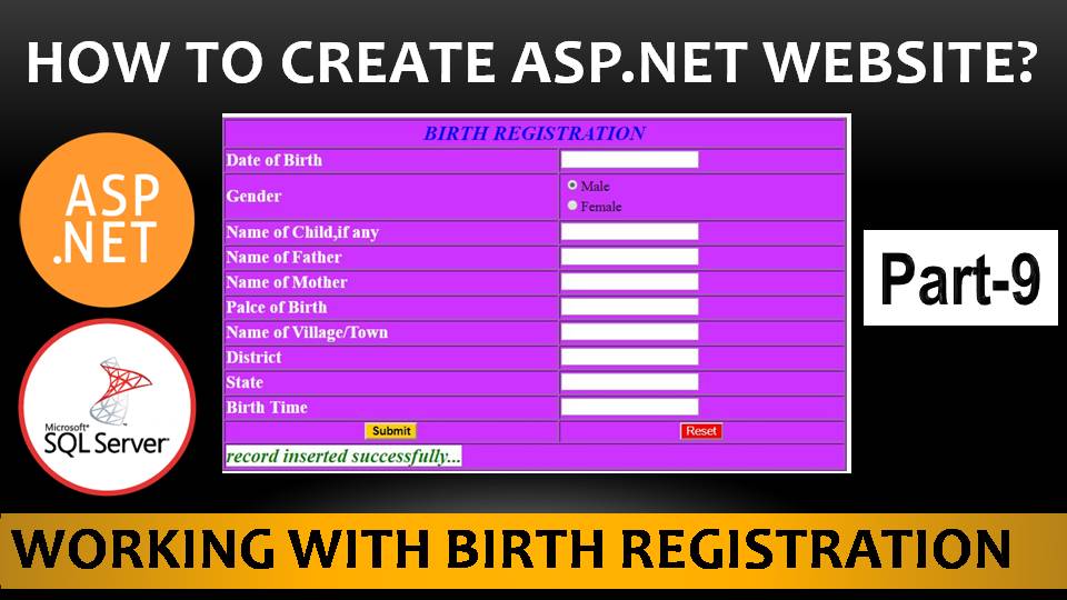 thecoderbaba's tweet image. ASP.NET Tutorial | How to Create a Website | Birth_Registration form | Part-9
#governmentRegistry
#aspdotnetProject
#coderbaba
video Link: youtu.be/gGQavISlupk
@thecoderbaba
@bsn_infotech