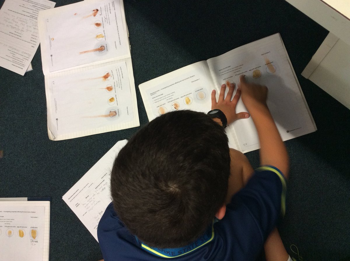 sdenm33's tweet photo. Science - year 4 checking for smudge resistance 
(Ochre &amp; water, oil, egg, pva) https://t.co/4N5SK61Esu