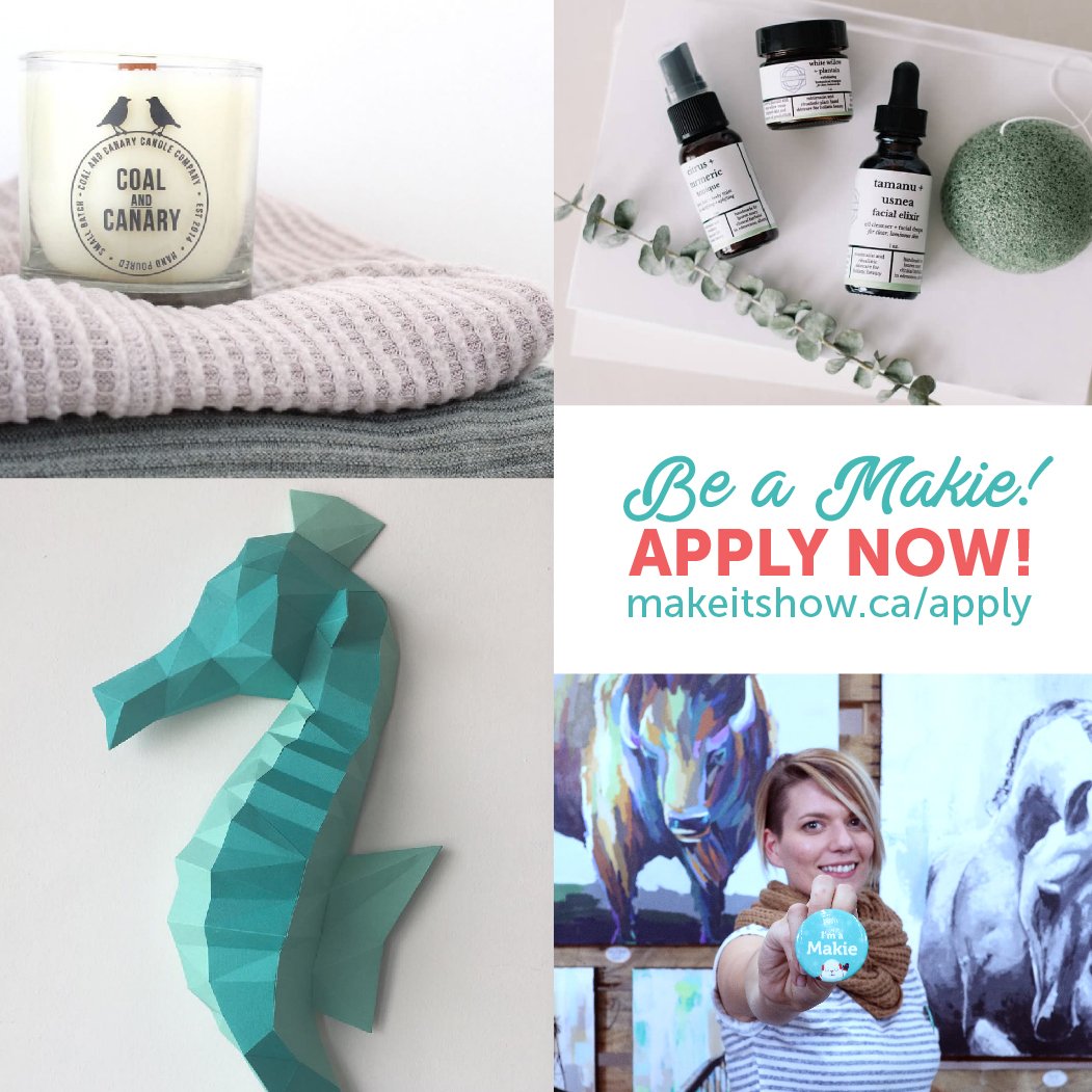 Do you want to be a #Makie?! We’re finishing up the acceptance process for our holiday shows, and we have a few spots left in a couple of vendor categories. Apply online now for our holiday 2018 shows in Edmonton, Calgary, and Vancouver! makeitshow.ca/apply/
