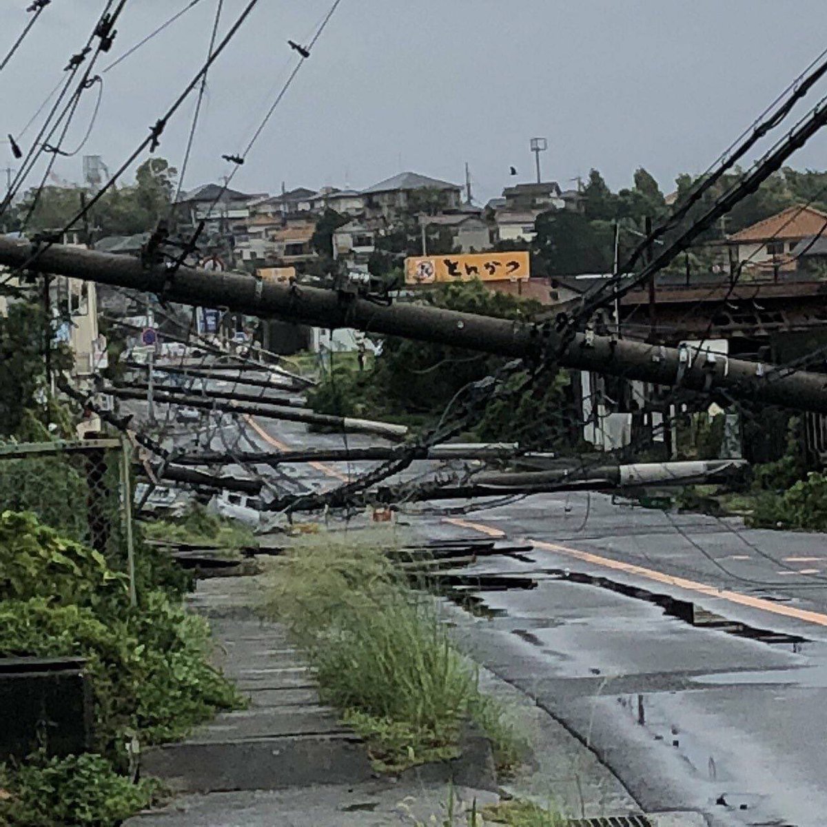 【現地画像】大阪 泉南市 台風21号の被害 現地の様子「電信柱倒壊」「電気・水道が止まってる」 はちまと