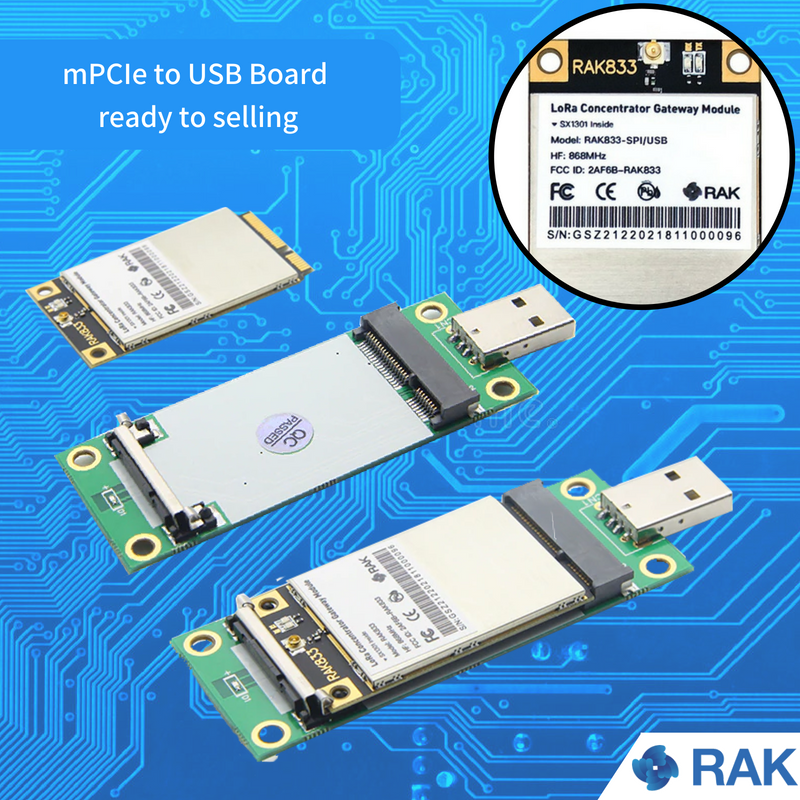 RAKwireless's tweet photo. RAK833 mPCIe to USB Board ready to selling support SPI &amp; USB. For more details visit: https://t.co/jaP9szpDzx
#MiniPCIe #Concentrator #LoRaGateway #SX1301 #FT2232H https://t.co/OkfYLZT5qz