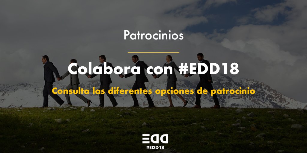 ¿Quieres patrocinar el #EDD18? 
Hemos preparado 3 niveles de patrocinio para que todo el mundo pueda aportar. Echa un 👀 a las diferentes opciones. 
👉ow.ly/dRNo30lykFi 
#PatrocinadoresEDD18 #EDD18
