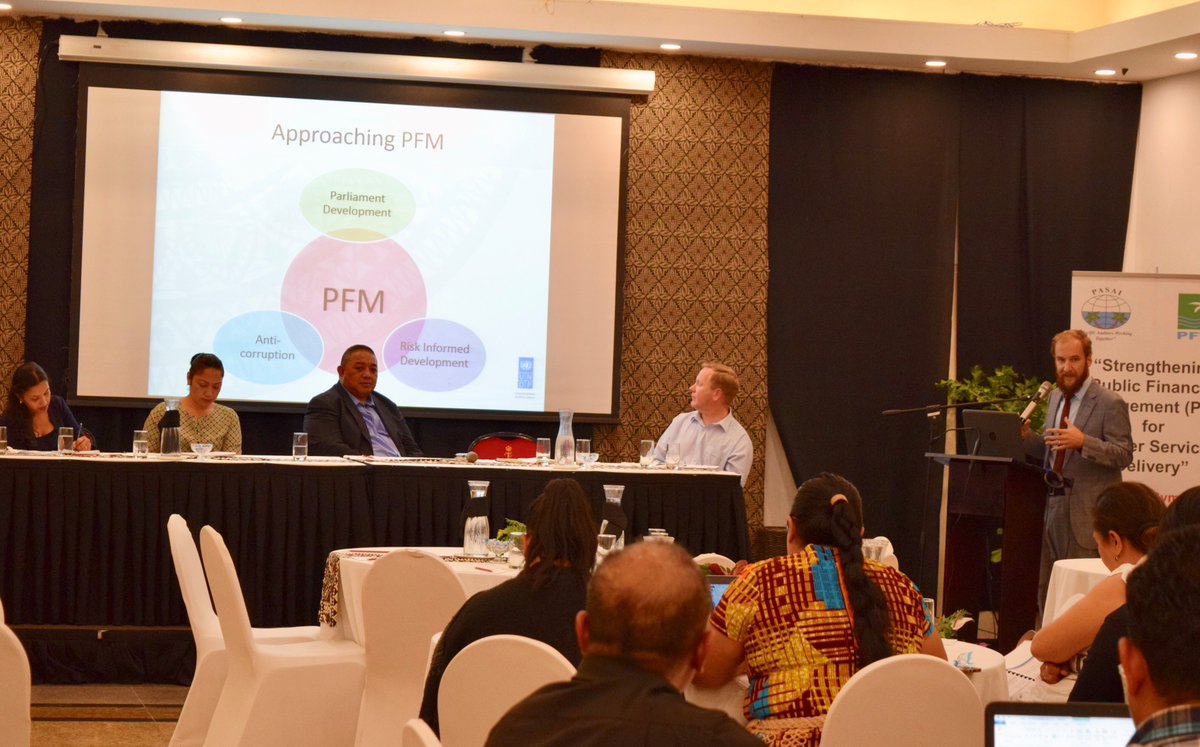 <a href="/UNDP_Pacific/">UNDP Pacific Office in Fiji</a>'s Regional Parliamentary Dev. Specialist, <a href="/GiulianiJRaph/">Jean-Raphaël Giuliani</a> presenting on #UNDP's ongoing &amp; upcoming work around #Public Financial Management strengthening in the #Pacific &amp; in Tonga, at the Tonga PFM Symposium.  #SDG16 #AntiCorruption #Parliament #RiskInformingBudget.