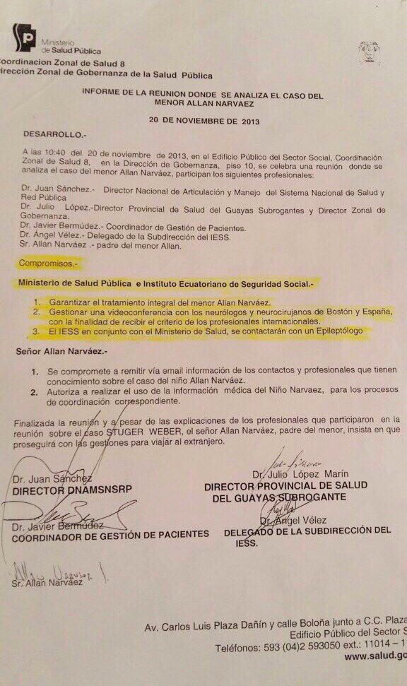 allannarvaez's tweet photo. Hay un compromiso firmado por @Salud_Ec @IESSec los cuales se responsabilizaban del tratamiento integral para mi hijo @BernardoNNSW pero parece q no tienen memoria @Lenin @Presidencia_Ec @Vice_Ec @MVEspinosaS @FalconiCecilia @PolyUgarteG https://t.co/q0g3WwSdD6