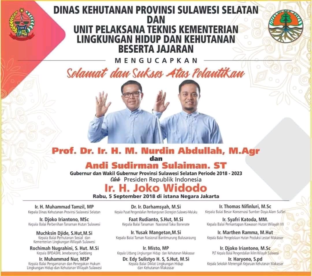 Spiderman2089X's tweet photo. Selamat dan Sukses Atas Pelantikan Prof. Dr. Ir. H. M. Nurdin Abdullah, M.Agr sebagai Gubernur Provinsi Sulawesi Selatan Periode 2018-2023
#DinasKehutananProvSulsel
#ProfAndalan
#UPTKLHKSulSel
#BPPIKHLWilayahSulawesi
#Dibawah2Derajat https://t.co/lBDNzGnd2M
