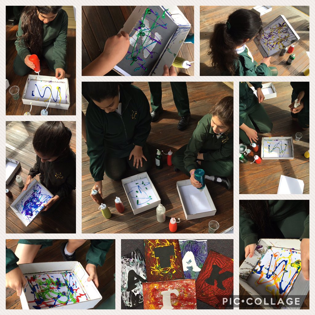 Ss experiencing different methods of painting through various media <a href="/PsCondell/">CondellParkPS</a> inspired by Jackson Pollock🎨