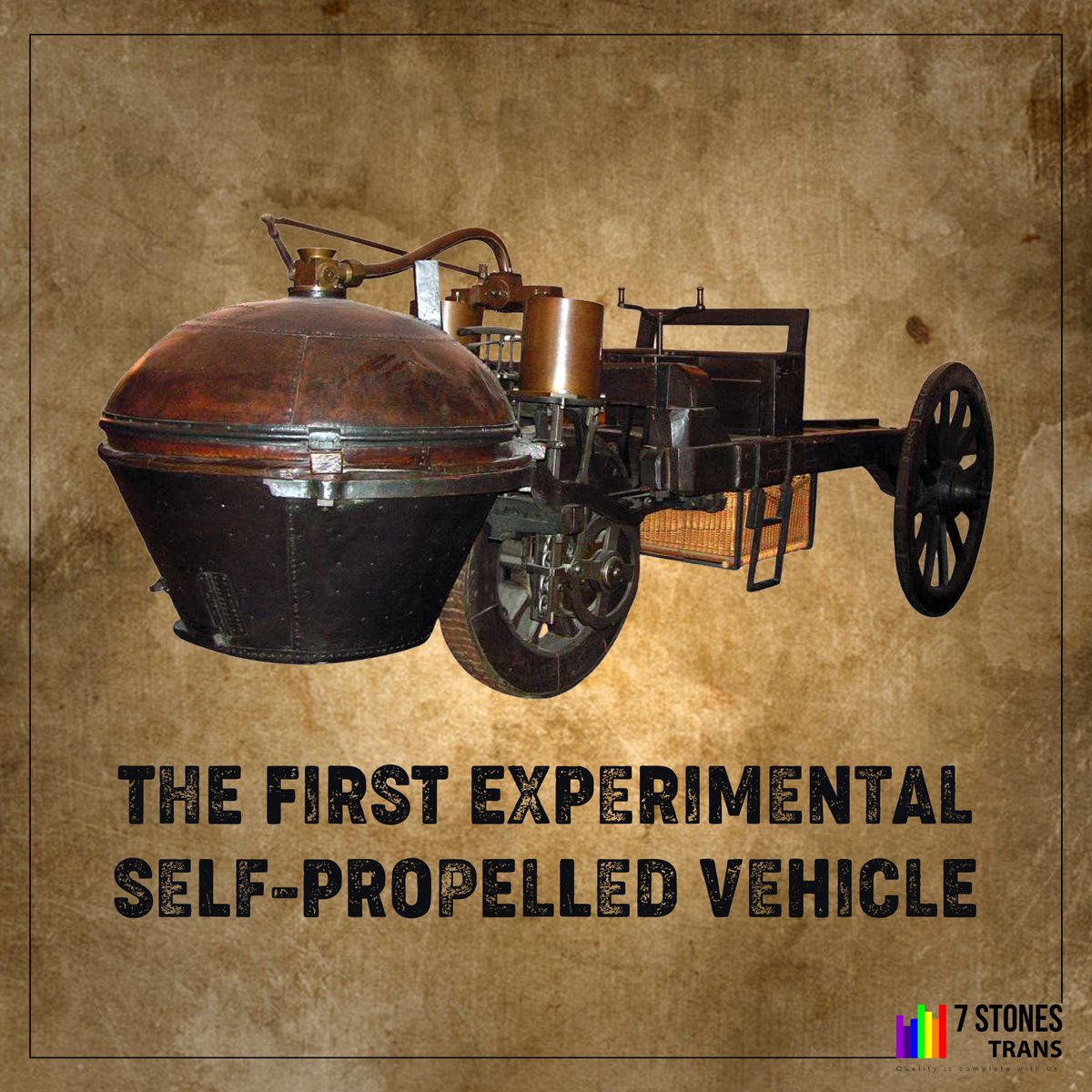 7StonesGroup's tweet image. The first vehicle to move on its own power was introduced in 1769 for the French Army. It weighed about 8,000 pounds and was used to haul cannons around the town.
#7ST #transportation #transportationsystem #vehicle #selfpropelled #firstvehicle #vintagevehicle #frencharmyvehicle