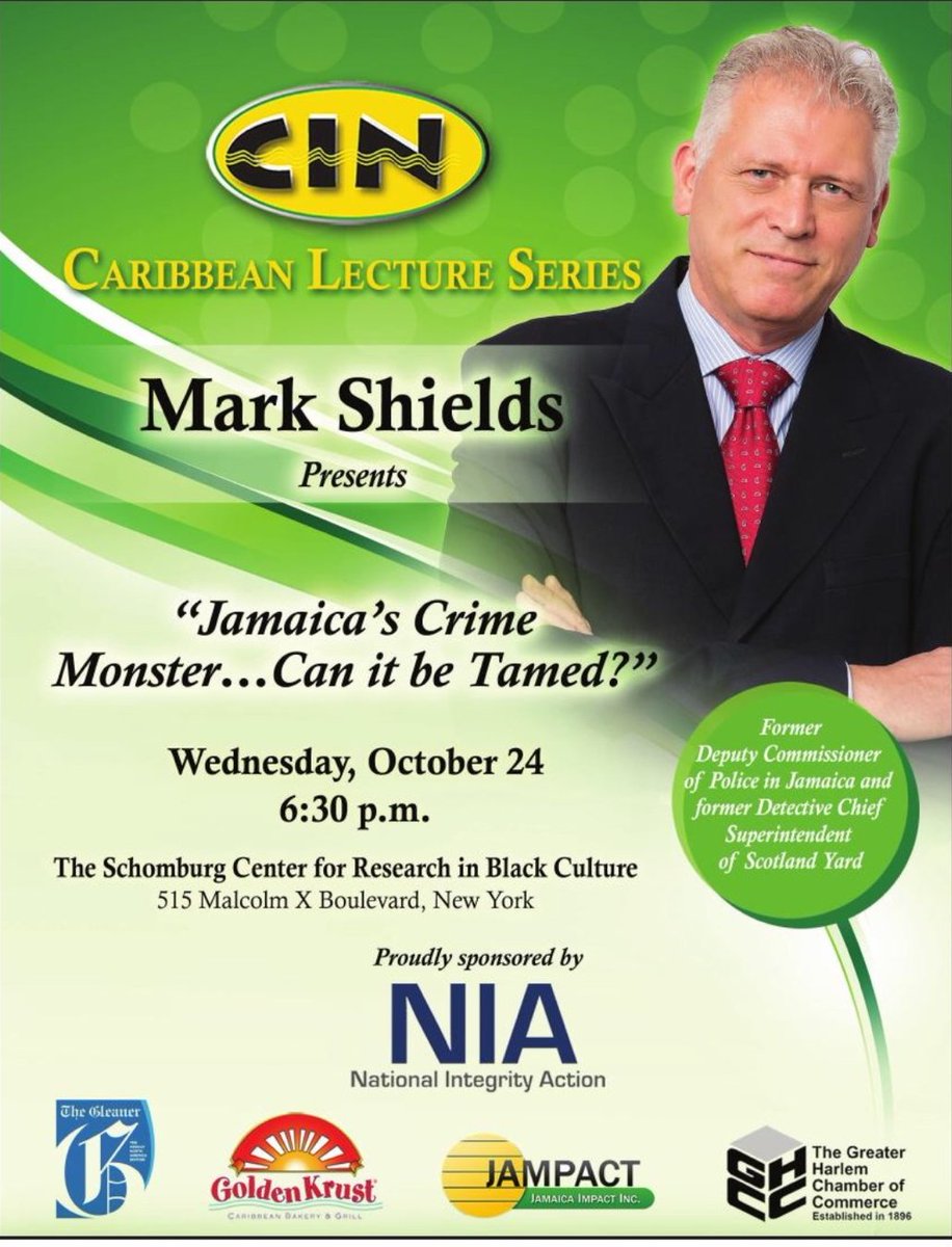 Eyecollection2's tweet photo. Hello my FB friends come out October 24th 2018 to listen Mark Shield when he speaks on "Jamaica's Crime Monster.....Can it be Tamed?" at the CIN/JAMPACT Lecture Series at The Schomburg Center in Harlem NY.

See flyer for all the information. https://t.co/FyLEUKXlKk