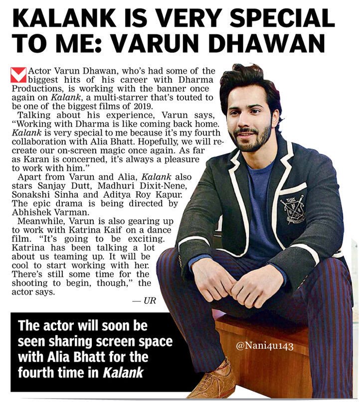 VarunDvn_Army's tweet photo. Kalank is very special to me : #VarunDhawan @Varun_dvn #Kalank https://t.co/wRIhHntUJg