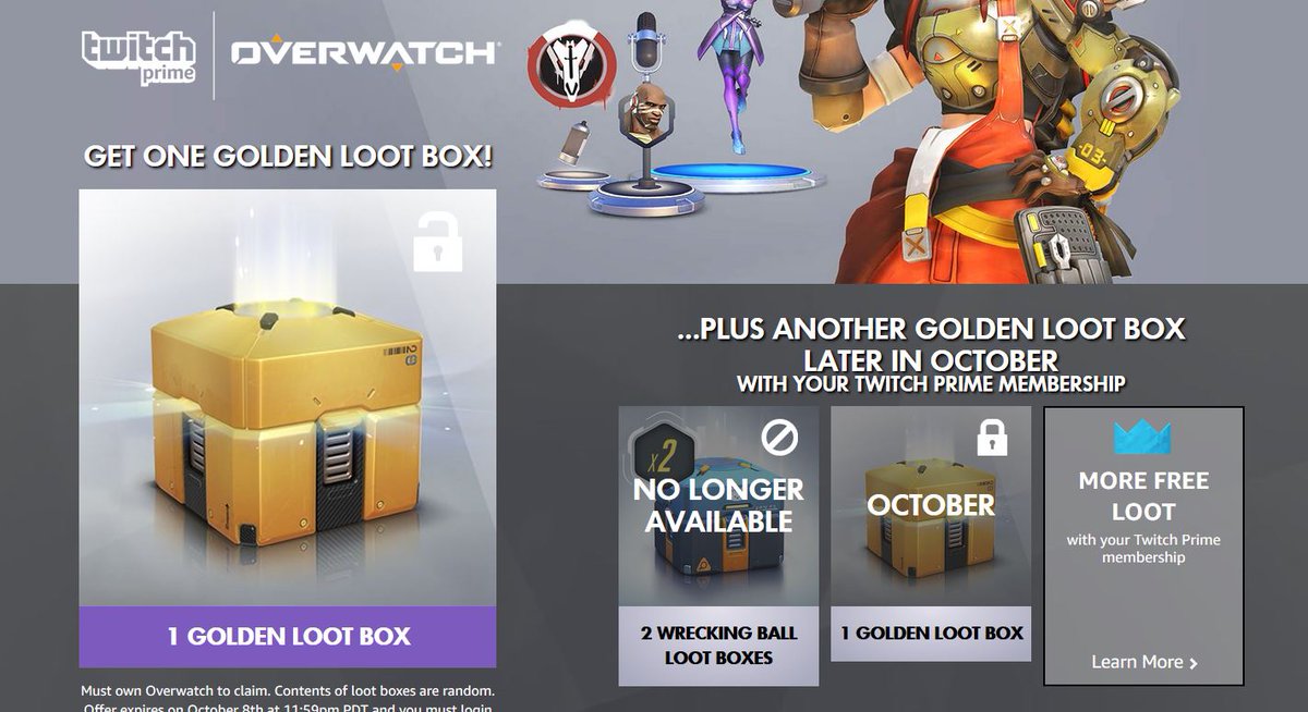 Overwatch Twitch Prime, Golden Loot Box