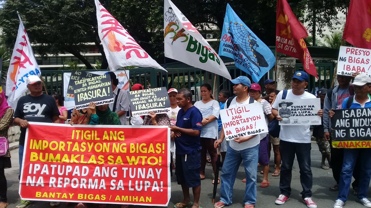 ICYMI: Farmers from Central Luzon, PH rice granary, held a protest outside Department of Agriculture against bukbok-infested rice imports and rampant conversion of rice fields into commercial centers. #GenuineLandReformNow #StandWithFarmers