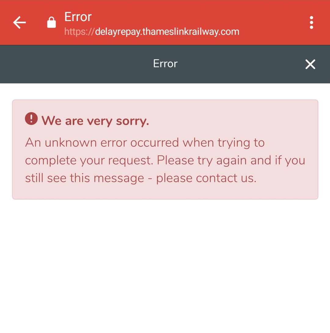 liamrusselluk's tweet photo. @GNRailUK Morning, pay by card option is returning an error for the compensation form. Tried more than once. https://t.co/MKCKZMGnIg