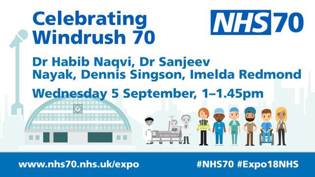 Looking forward to #Expo18NHS in Manchester today and to presenting on the BME contribution to our NHS over the last 70 years #Windrush70 #NHS70