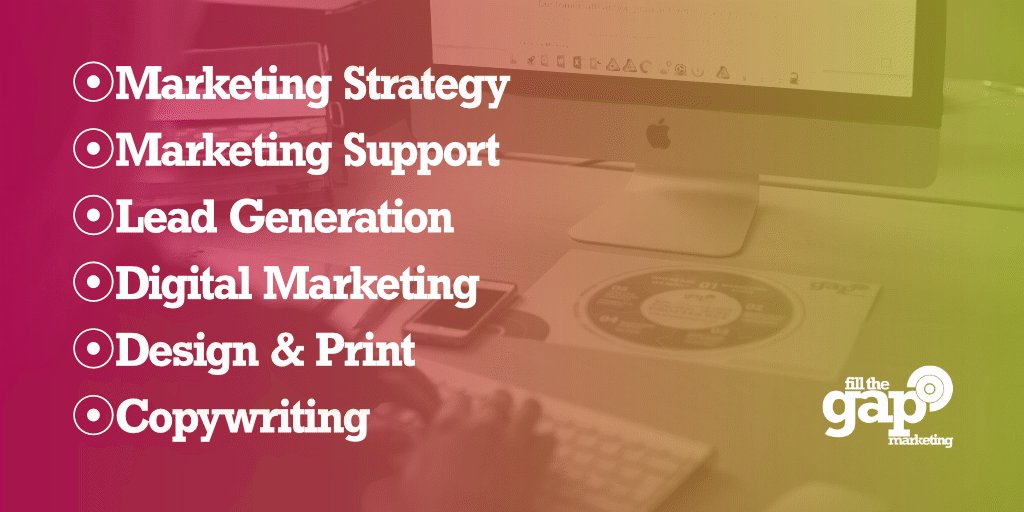 Fill the Gap Marketing specialise in:
⭐Marketing Strategy
⭐Marketing Support
⭐Lead Generation
⭐Digital Marketing
⭐Design &amp; Print
⭐Copywriting
Or, to cut through all marketing jargon, we help you attract customers: ow.ly/rieQ30lFNsb #Marketing #FTGM