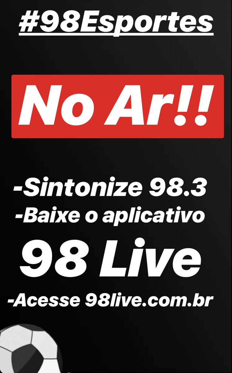 Chega aê!!!⚽️🎙📻🤘🏽
#98Esportes #Esquenta98