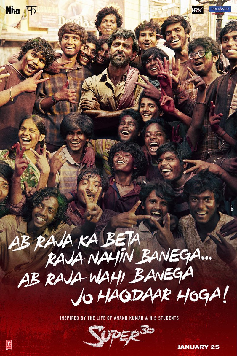 Colors_Cineplex's tweet photo. This new picture of @iHrithik from #Super30 says it all! Excited to meet the 'haqdaar raja?' 

#Bollywood #HrithikRoshan #Super30FirstLook #Hrithik #NewLook #FirstLook #FirstPoster #Excited #Intense #RishteyCineplex https://t.co/zchQ39n6d2
