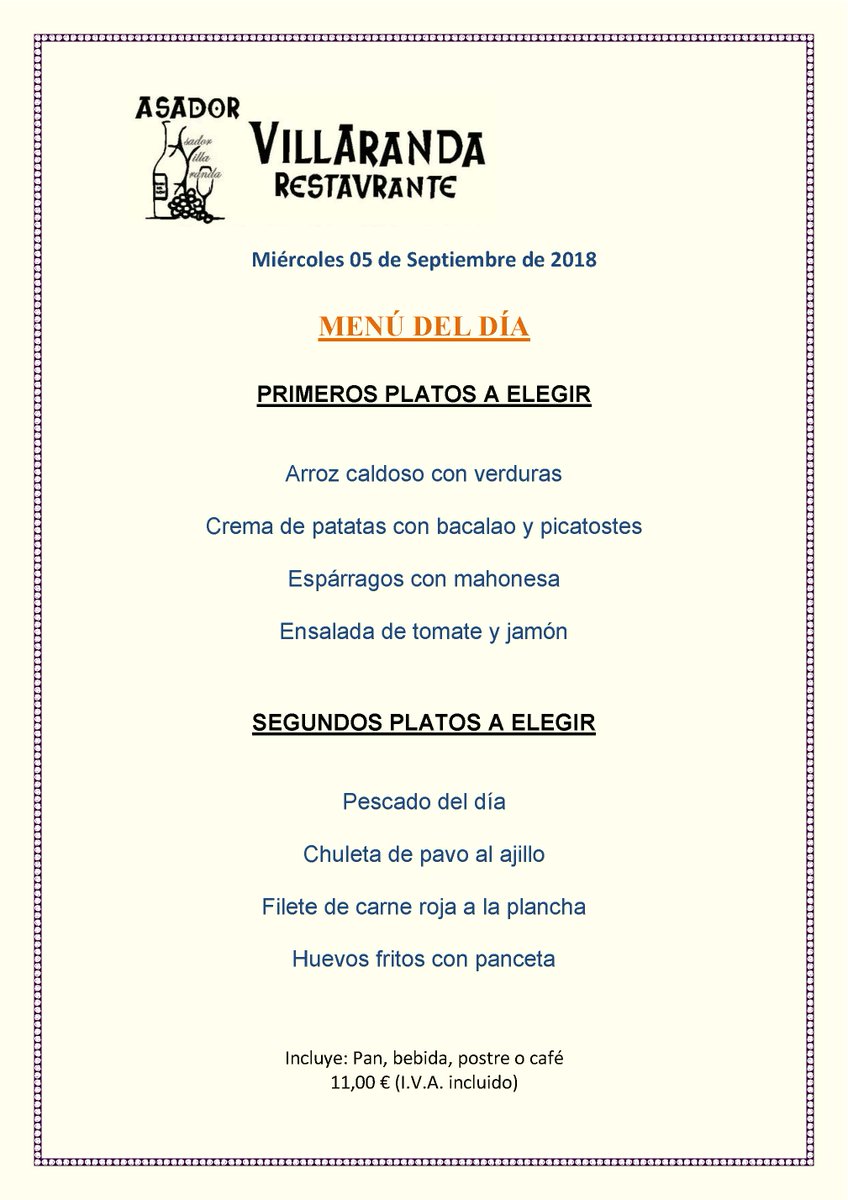 VillarandaAsado's tweet photo. Hoy, en el ecuador de nuestras fiestas, un plato fuerte David Bustamante y en Villaranda Asador un menú delicioso y cargado de energía.
https://t.co/xFSVR4oYwP
@VillarandaAsado #gastronomia variada en #Alcorcón desde #restaurante #Villaranda https://t.co/xz8G8Lyy8E