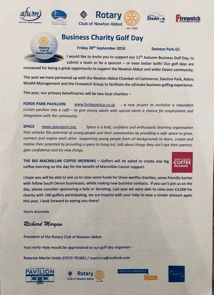 rotarynewtonabb's tweet image. RC Newton Abbot Business Golf day in partnership with Newton Abbot CC, Atkins Ferrie WM,Firewatch &amp;amp; Dainton Park GC @AFWMLtd @Dainton_Park @FirewatchSW @NewtonAbbotCofC @macmillancoffee @mdaupdates @CharlesDarrowUK @Sherwoodsonline @spacepsm @NewtonTownWoman #CharityDay