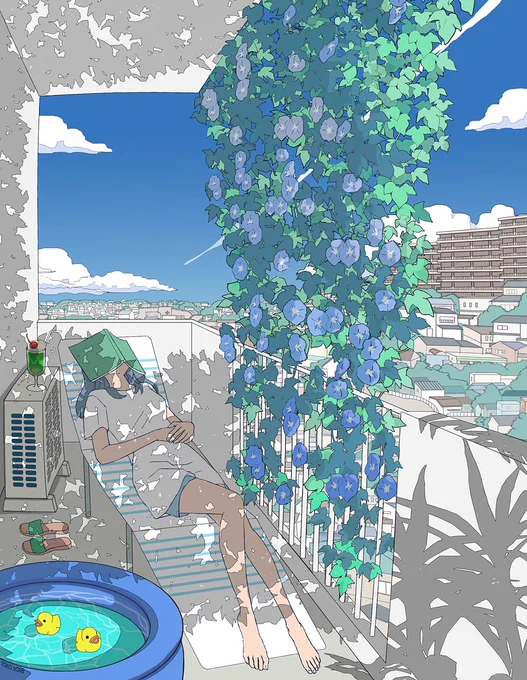 8月まとめ
1.ベランダリゾート  2.宣戦布告  3.ひまわり(残暑お見舞い) 