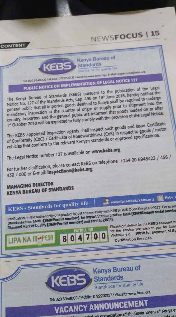 ⁦<a href="/KEBS_ke/">KEBS KENYA</a>⁩ does this notice apply to Australian origin Motor Vehicles or only the countries that you have appointed motor vehicle inspectors?