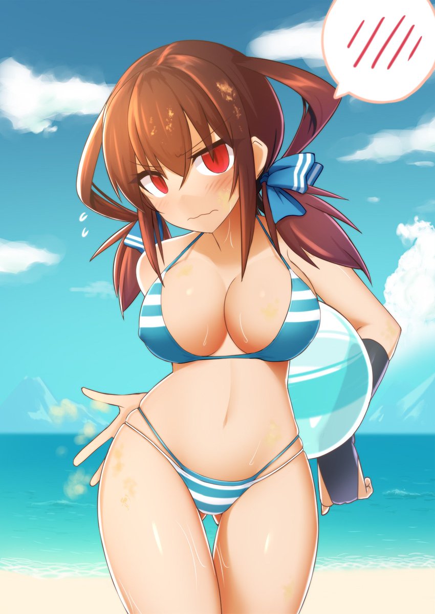 砂浜で盛大に転んだストライプさん 