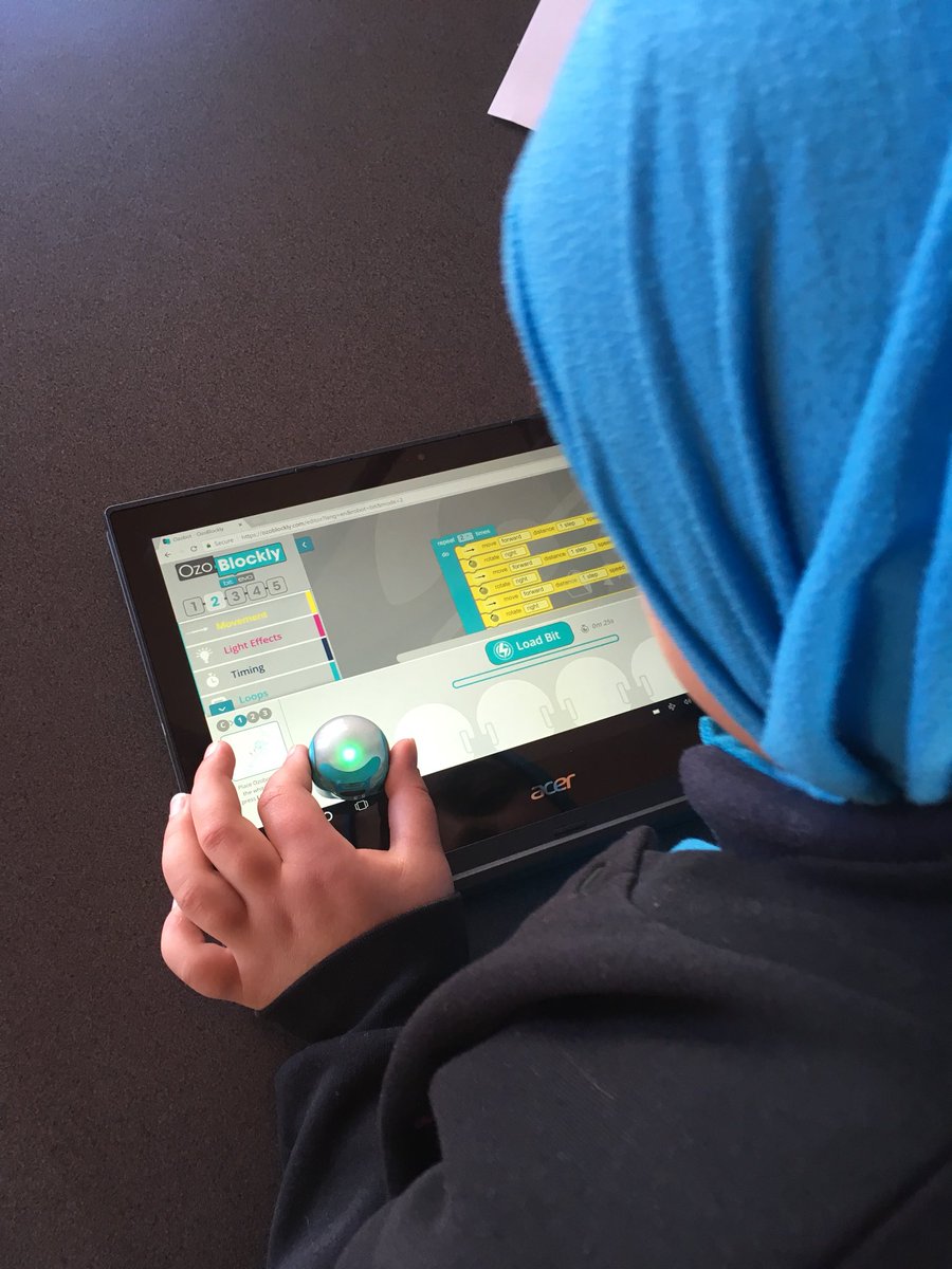 JamesMcAlley's tweet photo. Students had a wonderful time exploring @Ozobot today. These flexible tools allowing for #StudentAgency as each group chose to respond in a different way. This student showing her persistence; testing and refining her code several times, building in complexity. @DallasBrooksCPS https://t.co/sofRbGVj1K