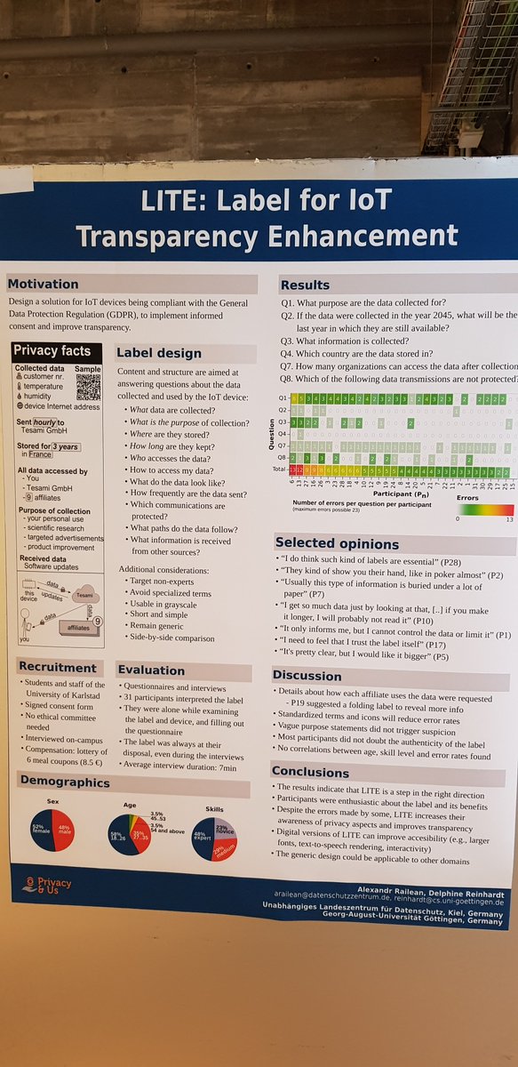 #MobileHCI2018 participants interested in #iot #privacy and the #GDPR, come to poster 14 to talk about it, share your concerns and ideas.