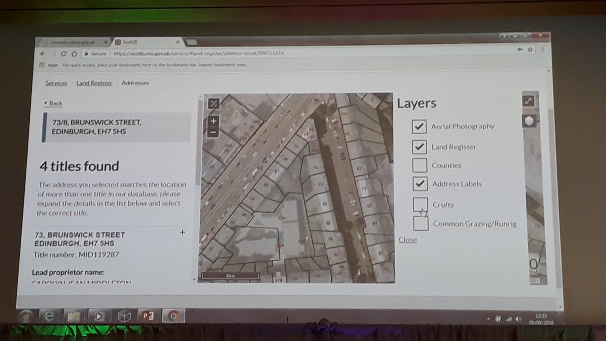 thinkWhere1's tweet photo. Great show and tell from @ScotLIS @RegistersOfScot of Scotland's new Land Information Service #OSMA2018 #landregister https://t.co/8qWNELYLe7