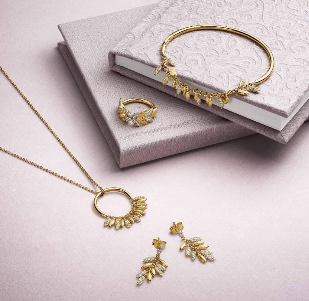 PANDORASthend's tweet photo. The Limited Edition Floating Grains Bangle, crafted in 18ct gold-plated sterling silver PANDORA Shine, features glittering wheat grains that sway gently with every move. Pair this limited edition piece with the corresponding designs to channel a nature inspired look. https://t.co/mG1feBA6XM