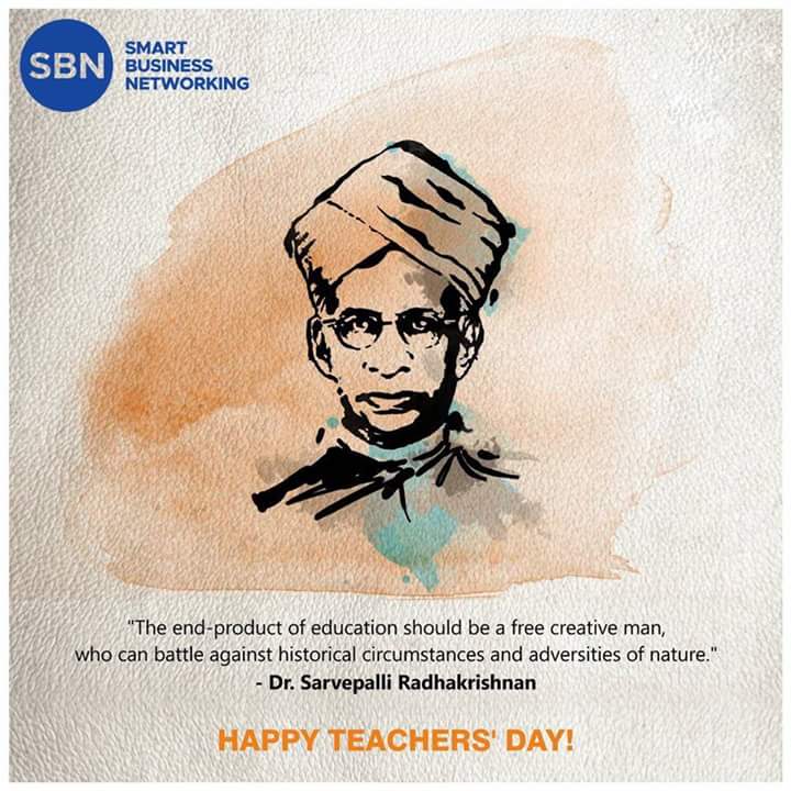 SBNglobal's tweet photo. "You plant a seed of creativity in students."
This Teachers' day, SBN pays gratitude to our teachers in life and remember respected teacher and former president #SarvepalliRadhakrishnan Ji. 
#TeachersDay https://t.co/qEz92cmYJG