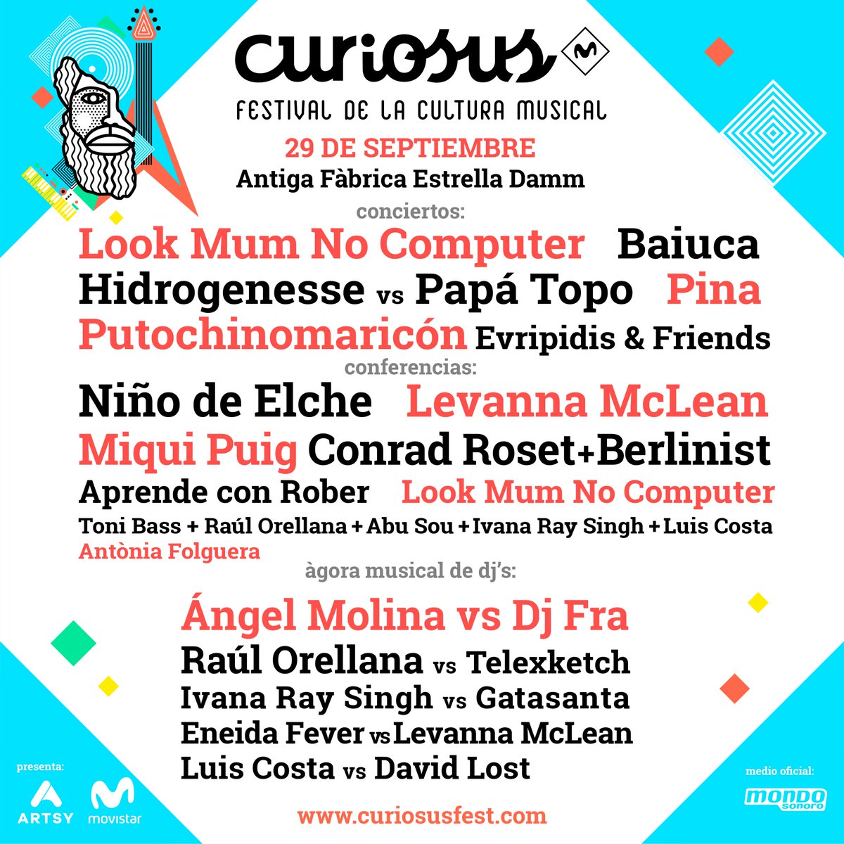 Curiosus_fest's tweet photo. ¡El cartel completo de #MovistarCuriosusFest ya está aquí! 🎉A la fiesta se nos une @Evripidisandhis, @LevannaMclean, @EneidaFever, @luiscostaplans, @DjFraSoler, @Telexketch, @berlinistband, @conradroset, @Abu_Sou, @bzzzbip  y + ¡Qué BOMBAZO!

🎟👉https://t.co/Kiczz0RKSm https://t.co/jbHkBoC6ue