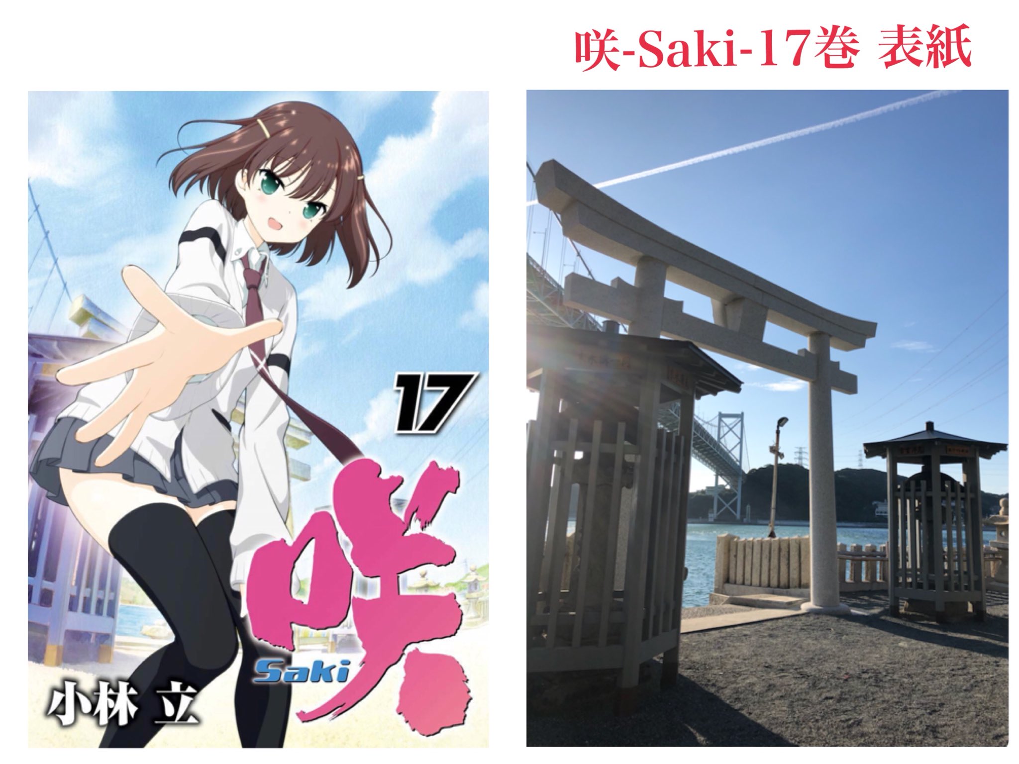 Desios A Twitter 咲 Saki 舞台探訪 我らが新道寺女子が表紙 裏表紙を飾る17巻の舞台に行ってきました 場所は関門橋の真下にある和布刈神社境内です カメラを忘れたのと 時間帯が遅くて西日だったので構図も適当です T Co Wlamc4asf6 Twitter