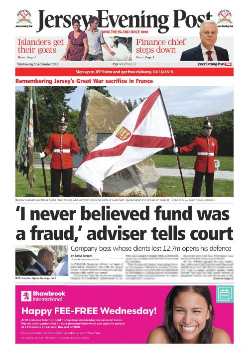 Wednesday's JEP front page: