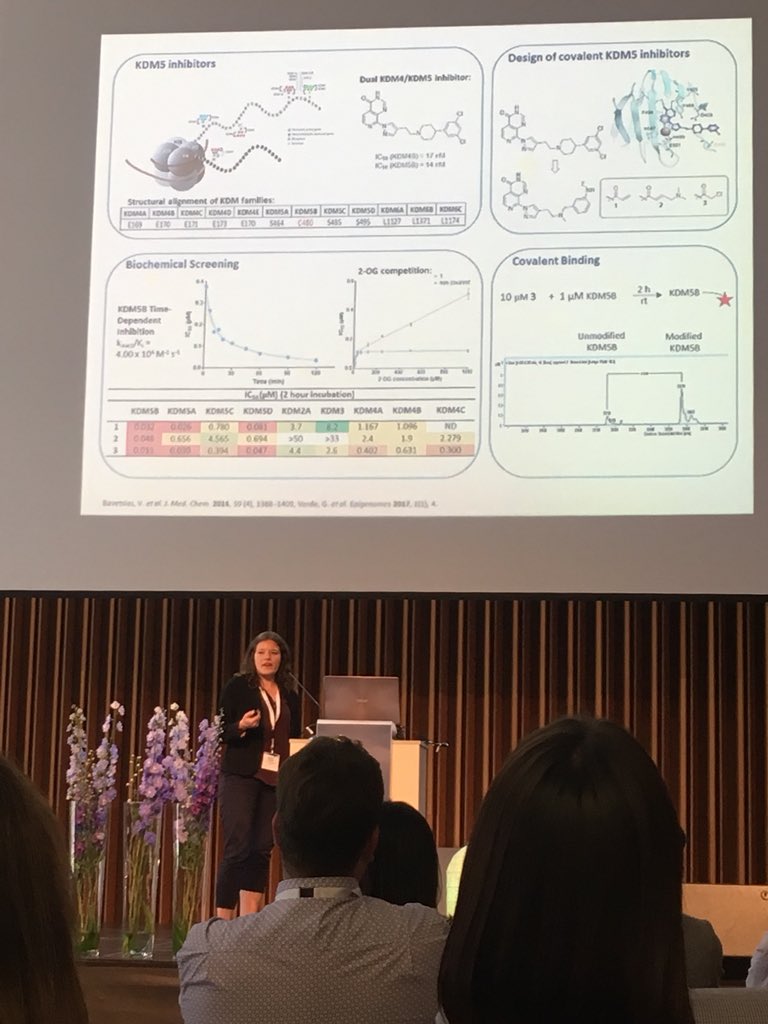 Great to see Miranda strutting her stuff at the #EFMC presenting her work on #KDM5 #covalentinhibitors! @EuroMedChem @OxfordSynthesis #EFMC_ISMC2018