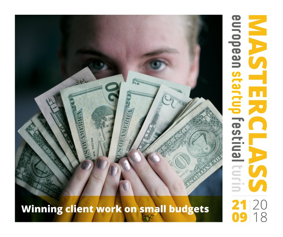 Winning client work on small budgets
#UmeshKumar Masterclass  on 21st september
Book your ticket now!

>> eustartupfestival.com/programme/winn…

#Masterclass #StartupFestival #Turin #tips #SmallBudget