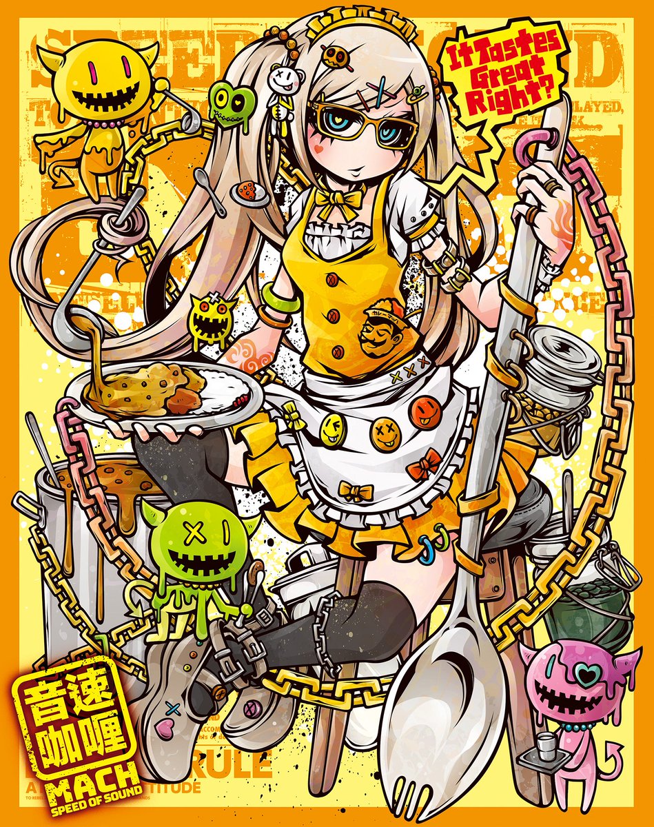 pck_ken_zaki's tweet image. 華麗なるメイド音速（マッハ）ちゃん!! 9/24に開催の模型イベントGWCが日本橋の人気カレー店『カレー食堂マッハ』さんとコラボレーションをするということで、マッハカレーの大ファンである我々もイラストを描かせていただきました!! Tシャツ等のグッズも頒布予定です。#GWCXVIIi #カレー食堂マッハ