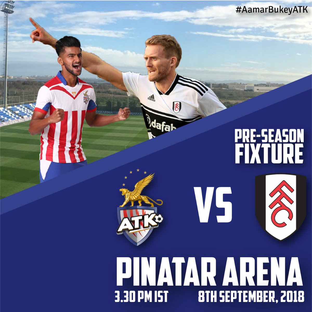 mohunbagansg's tweet image. BOOM 💥 

We play our next pre-season friendly match against @premierleague side @FulhamFC on Saturday, 8th Septemper, 2018 at the Pinatar Arena Football Center. 

#AamarBukeyATK #BanglaBrigade