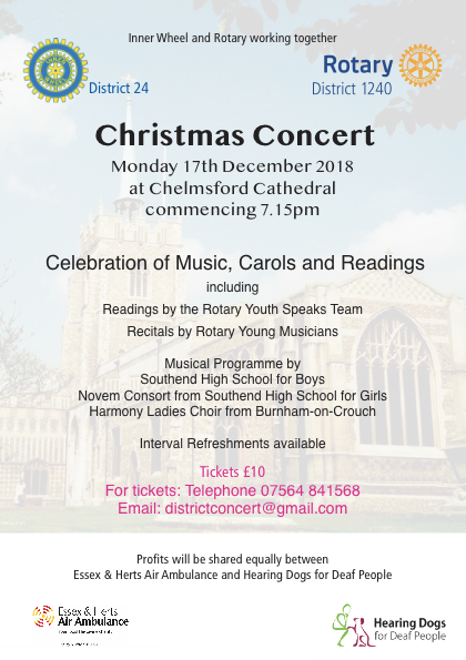 24InnerWheel's tweet image. Looking forward to the 2018 joint Christmas Concert organised by Inner Wheel and Rotary Districts @RIE1240.  Supporting Hearing Dogs for Deaf People @HearingDogs and Essex Air Ambulance @Essexairamb