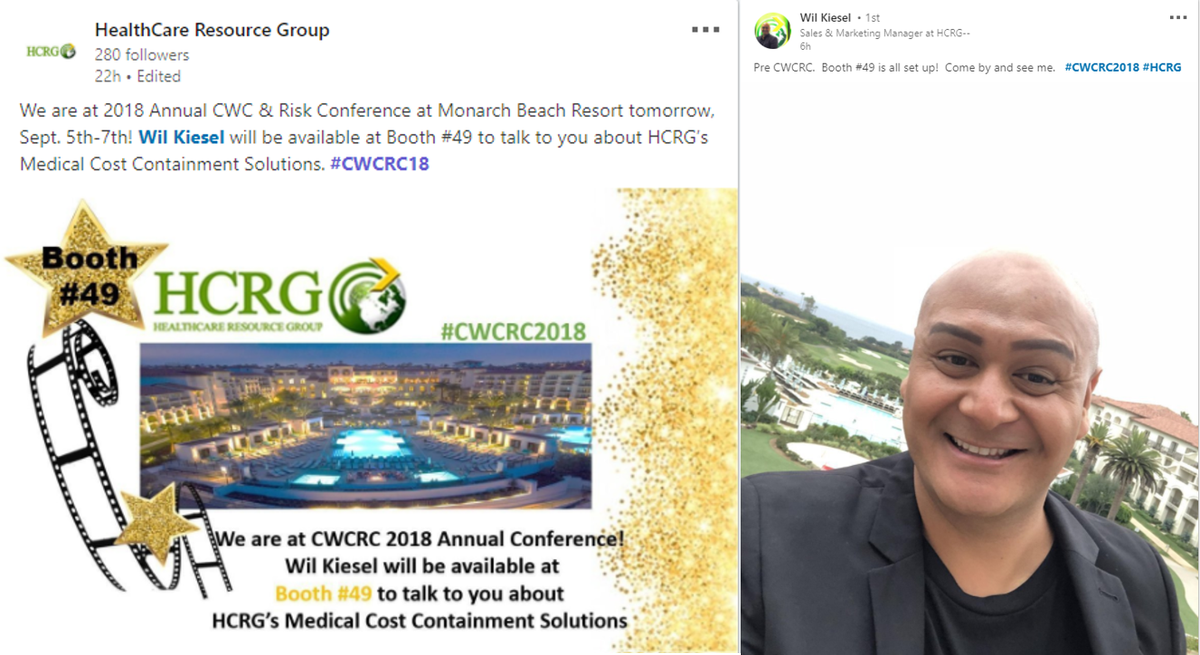 HCRGMain's tweet photo. We are here @cwcrc 2018 Annual Conference @MonarchBResort!! Come by to Booth #49 and talk about HCRG’s Medical Cost Containment Solutions! #CWCRC18 #HCRG https://t.co/tJIKaKeA9Y