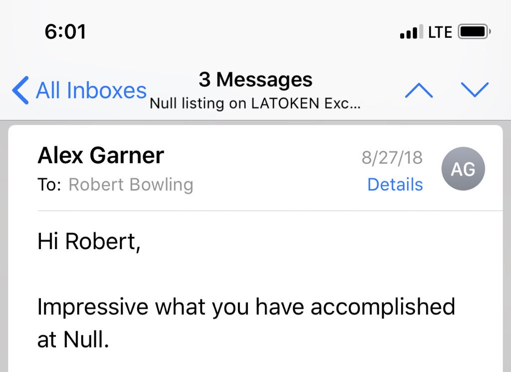 Robert Bowling Alex Garner Loves What I M Doing At Null He S Impressed With My Null And He S Read The Entire White Paper On My Null Have You Told Your Null