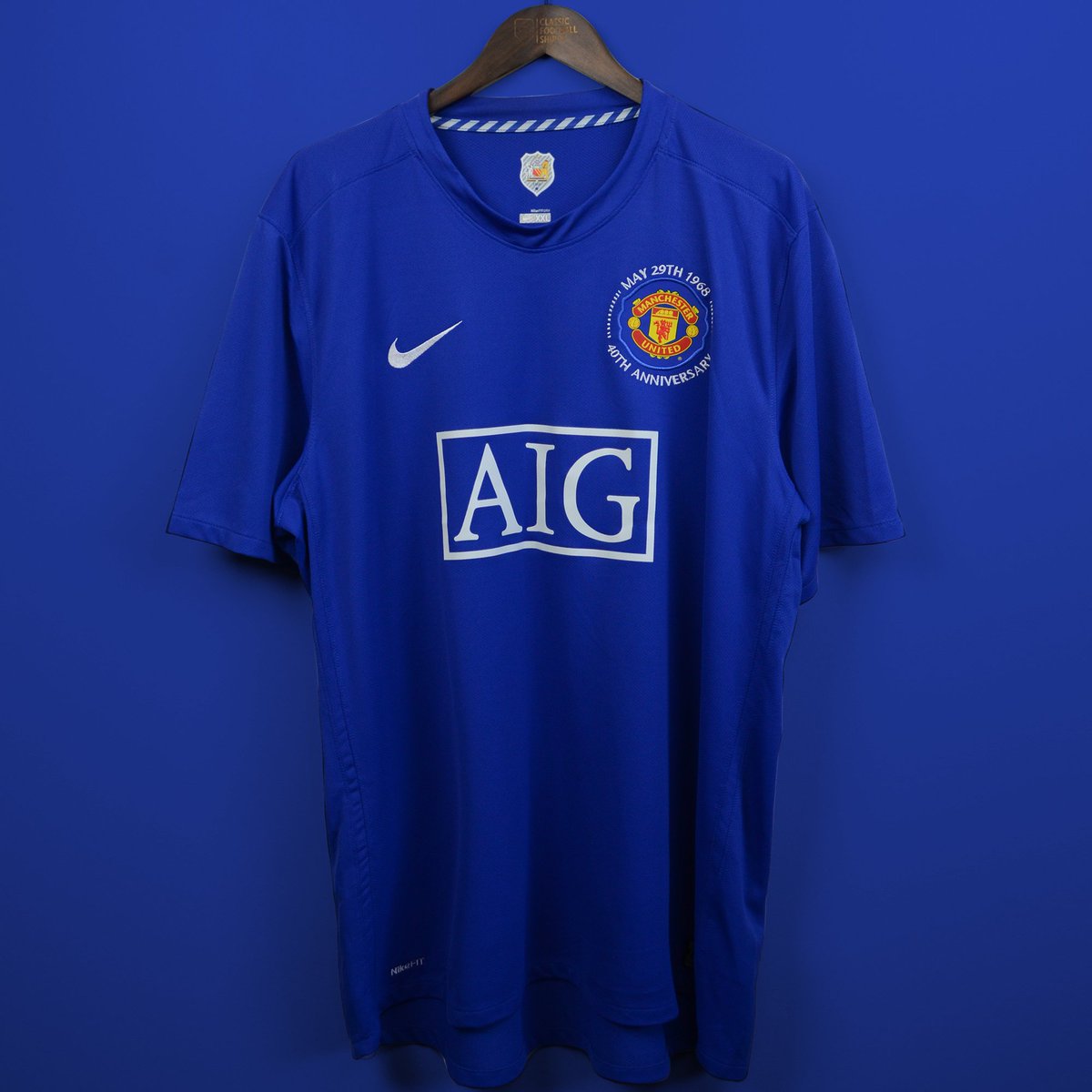 Classic Football Shirts On Twitter Man United In Blue 2008 09 This Season Nike Celebrated The 40th Anniversary Of The 1968 European Cup Final Victory Over Benfica In Which They Wore Blue Shirts