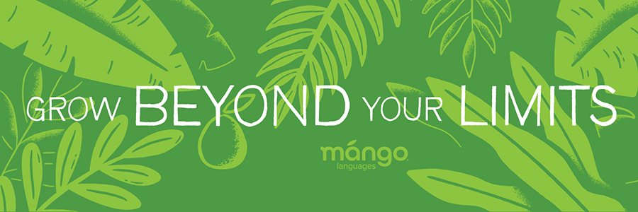 a graphic with green leaves and palm fronds background with the text, Grow Beyond Your Limits